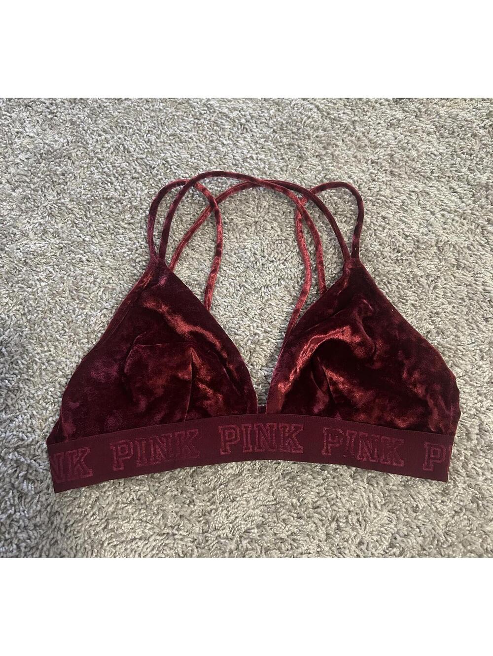 Victoria’s Secret PINK Crushed Velvet Strappy Bralette Size Medium